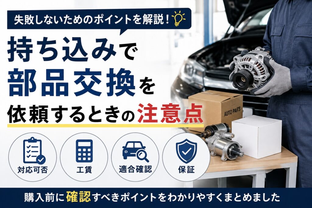 持ち込みで車の部品交換を依頼するときの注意点