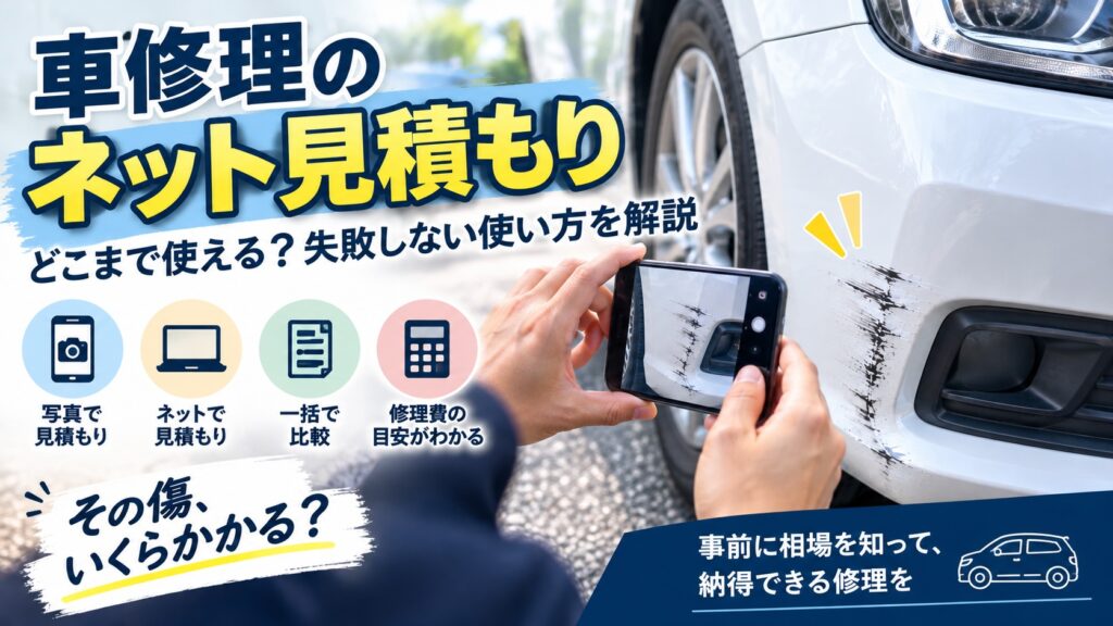 車修理のネット見積もりでバンパーの傷をスマホ撮影して見積もりを取るイメージ