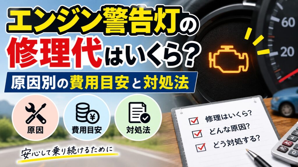 エンジン警告灯の修理代と原因別の費用目安や対処法を解説する画像